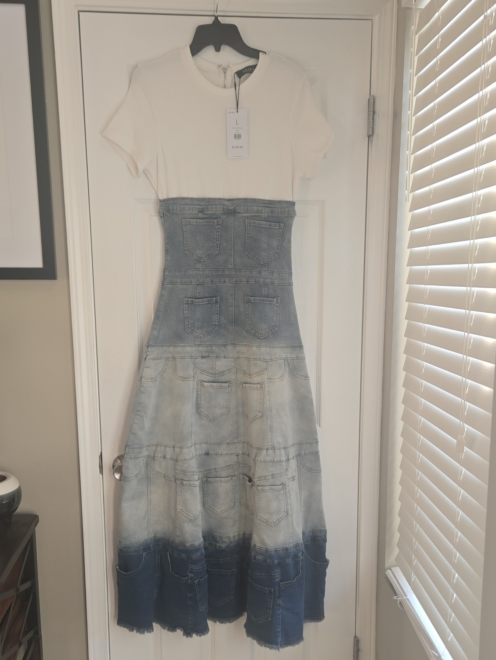 AKIRA White Tee with Blue Ombre Denim Maxi Dress